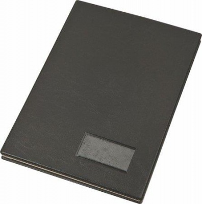 Podpisová kniha, A4, 20 vreciek, kartón, s efektom koženky, VICTORIA OFFICE, čierna