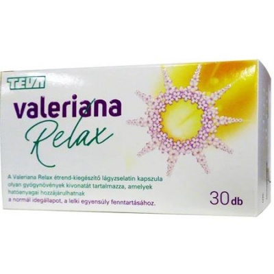 Výživový doplnok, želatínové kapsule, 30 ks, VALERIANA "Relax", s bylinnými extraktmi