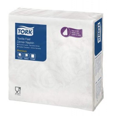 Servítky, 1/4 sklad, 1-vrstvové, 39x39 cm, Premium, TORK "Textile Feel Elegance Dinner", biela