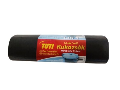 Vrecia na odpadky, 135 l, 10 ks, 70x110 cm, 17 µ, TUTI, čierna