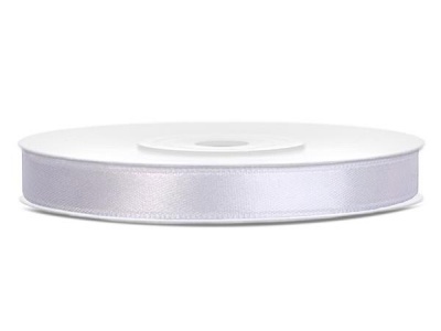 Saténová stuha, 6 mm, biela