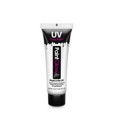 Farba na tvár a telo, fluoreskujúca pod UV svetlom, 12 ml, neónová biela