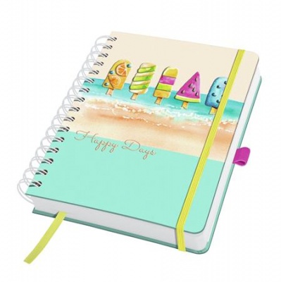 Špirálový zošit, 168x215 mm, bodkovaný, 120 listov,  tvrdá obálka, SIGEL "Jolie Summer Breeze"