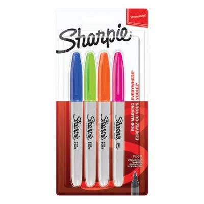 Permanentný popisovač, sada, kužeľový hrot, SHARPIE "Fine Point", 4 rôzne farby