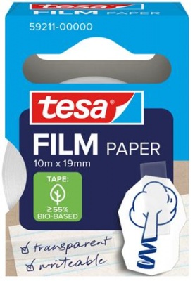 Lepiaca páska, popisovateľná, papier, 19 mm x 10 m, TESA "Tesafilm", priehľadná
