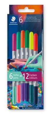 Popisovač, sada, 1/3 mm, obojstranné, vyprateľné, STAEDTLER® "3280", Multiverzum 1, 6 rôznych farieb