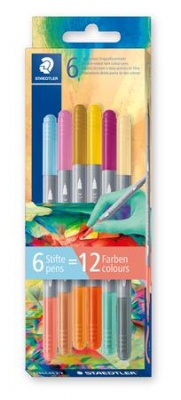 Popisovač, sada, 1/3 mm, obojstranný, vyprateľné, STAEDTLER® "3280", Multiverzum 2, 6 rôznych farieb