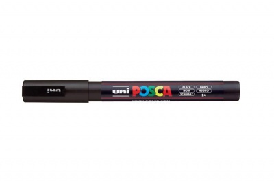 Dekoračný popisovač, 0,9-1,3 mm, UNI "Posca PC-3M", čierny